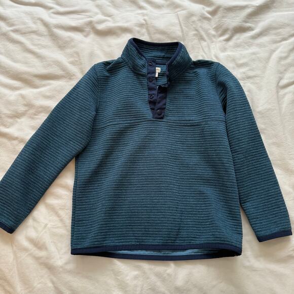 Crewcuts Boys Teal Ribbed Snap Pullover Sweatshirt Size 6-7 - Picture 1 of 4